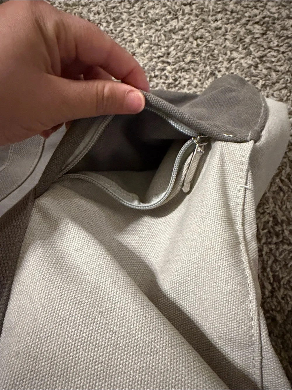 Two-Tone Gray Canvas Tote Bag